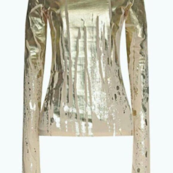 Acne metallic long sleeve tee gold M - Picture 4 of 7